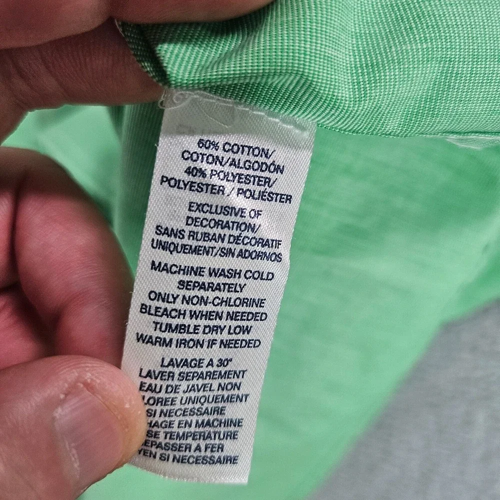 Lot of 2 - XL Men Shirt Button Up Long Sleeve  J Crew Slim Striped + Chaps Green